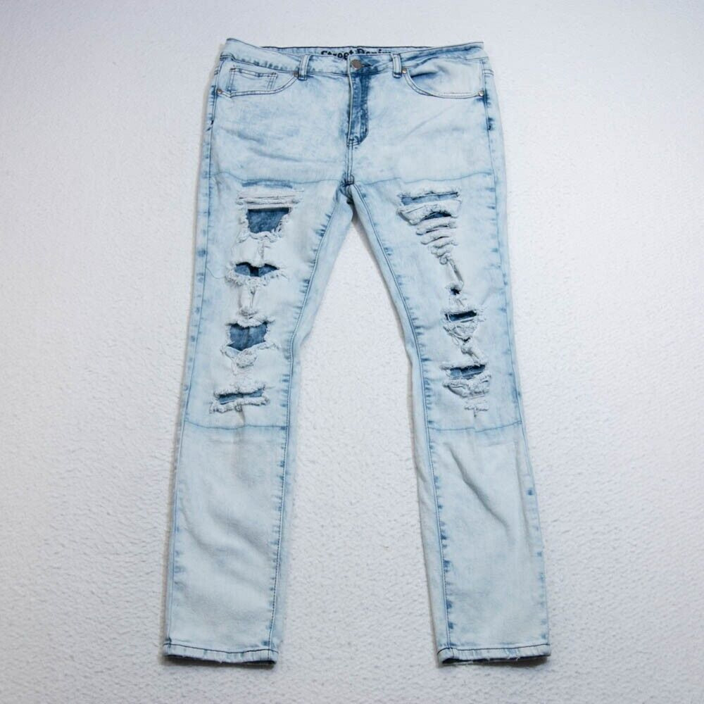 Street Denim Jeans Womens 15/16 - 26x30 Skinny Light Blue Wash Distressed Denim
